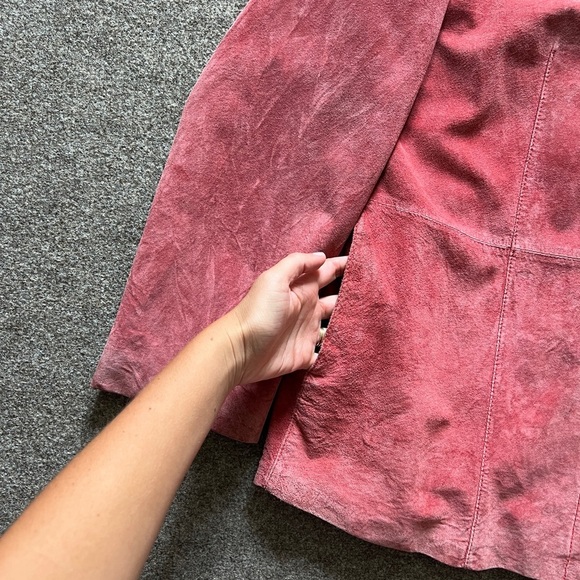Bernardo Women's XL Pink Suede Genuine Leather Jacket Coat With Removable Collar - Picture 3 of 16